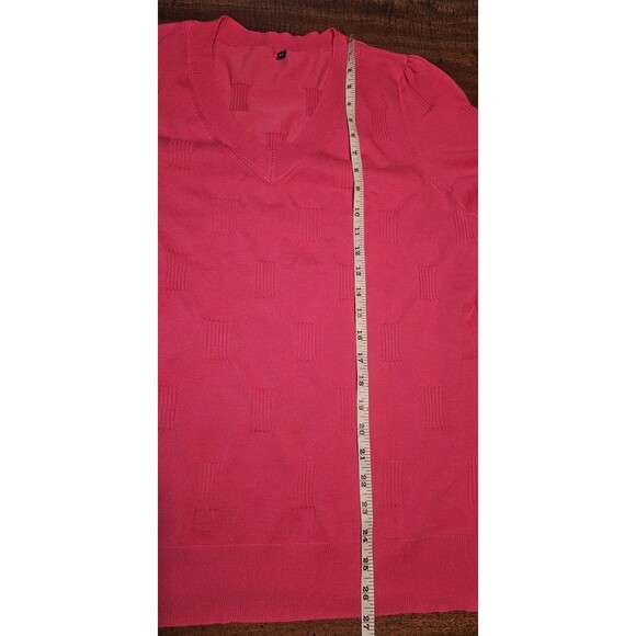 Arach & Cloz Women's Short Sleeve V-Neck Light Textured Sweater Top Pink Size XL - Picture 11 of 11